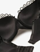  Sutien Negru Push-Up Decorat cu Dantelă Dimessta