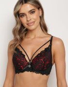  Sutien Negru-Roșu de Dantelă Push-Up cu Zirconii Decorative Hevantia