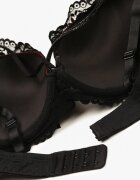  Sutien Negru-Roșu de Dantelă Push-Up cu Zirconii Decorative Hevantia