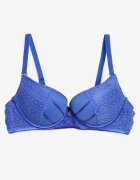  Sutien Push Up Albastru cu Cusături și Model cu Buline Azurelle
