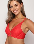  Sutien Roșu de Dantelă Tip Push-Up Delnena