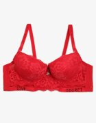  Sutien Roșu Din dantelă Push-up cu pandantiv decorativ și zirconii Verenia