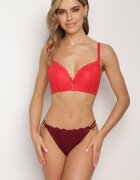  Sutien Roșu Push-Up Decorat cu Dantelă Dimessta