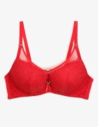  Sutien Roșu Tip Push-Up din Dantelă cu Ornament Metalic Chrissty