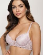  Sutien Roz închis Push Up Decorat cu Dantelă Neavia