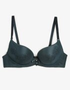  Sutien Verde închis cu push-up cu fundiță decorativă și trandafiri Nivrine