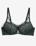  Sutien Verde închis Din dantelă Tip push-up cu ornament metalic Chrissty