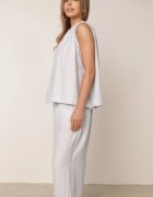 sweet&girl Compleu de vară din bumbac și in pantaloni și bluză cu detaliu împletituri Domia Albastru deschis