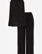 sweet&girl Compleu de vară din bumbac și in pantaloni și bluză cu detaliu împletituri Domia Negru