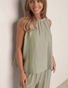 sweet&girl Compleu de vară din bumbac și in pantaloni și bluză cu detaliu împletituri Domia Verde