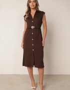 sweet&girl din vâscoză cu dungi cu bandă elastică cataramă decorativă și nasturi Alcerine Neagră Maro