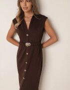 sweet&girl din vâscoză cu dungi cu bandă elastică cataramă decorativă și nasturi Alcerine Neagră Maro