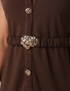 sweet&girl din vâscoză cu dungi cu bandă elastică cataramă decorativă și nasturi Alcerine Neagră Maro