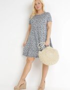 sweet&girl Rochie Albastru-Bleumarin Trapez Mini cu Imprimeu Floral Aganis