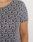 sweet&girl Rochie Albastru închis-Alb Evazată din Vâscoză cu Mânecă scurtă și Imprimeu Mozaic Hyacina