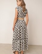 sweet&girl Rochie-cămașă din bumbac cu buline neregulate și curea împletită Pelea Bej deschis