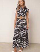 sweet&girl Rochie-cămașă din bumbac cu buline neregulate și curea împletită Pelea Bleumarin