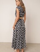 sweet&girl Rochie-cămașă din bumbac cu buline neregulate și curea împletită Pelea Bleumarin