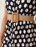 sweet&girl Rochie-cămașă din bumbac cu buline neregulate și curea împletită Pelea Bleumarin
