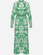 sweet&girl Rochie cămașă Verde cu Model Floral cu Centură Legată Rosallen