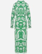 sweet&girl Rochie cămașă Verde cu Model Floral cu Centură Legată Rosallen