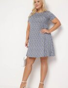 sweet&girl Rochie Cloș Bleumarin cu Alb din Viscoză cu Mânecă Scurtă și Imprimeu Mozaic Hyacina