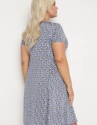 sweet&girl Rochie Cloș Bleumarin cu Alb din Viscoză cu Mânecă Scurtă și Imprimeu Mozaic Hyacina