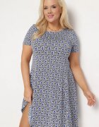 sweet&girl Rochie Cloș Bleumarin cu Alb din Viscoză cu Mânecă Scurtă și Imprimeu Mozaic Hyacina