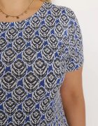 sweet&girl Rochie Cloș Bleumarin cu Alb din Viscoză cu Mânecă Scurtă și Imprimeu Mozaic Hyacina