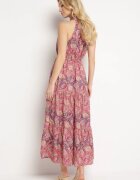 sweet&girl Rochie Evazată Mov-Roz cu Elastice în Talie Legată la Decolteu Vrisa