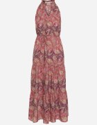 sweet&girl Rochie Evazată Mov-Roz cu Elastice în Talie Legată la Decolteu Vrisa