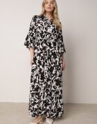 sweet&girl Rochie Lungă Negru-Albă cu model abstract și mâneci 3/4 Thalorias