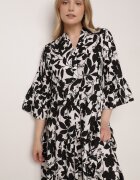 sweet&girl Rochie Lungă Negru-Albă cu model abstract și mâneci 3/4 Thalorias