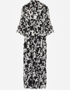 sweet&girl Rochie Lungă Negru-Albă cu model abstract și mâneci 3/4 Thalorias