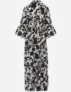 sweet&girl Rochie Lungă Negru-Albă cu model abstract și mâneci 3/4 Thalorias