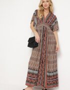 sweet&girl Rochie Maro Boho cu Mâneci Lărgi cu Elastic în Talie și Nod la Spate Piomina