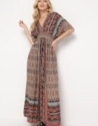 sweet&girl Rochie Maro Boho cu Mâneci Lărgi cu Elastic în Talie și Nod la Spate Piomina