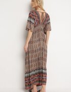 sweet&girl Rochie Maro Boho cu Mâneci Lărgi cu Elastic în Talie și Nod la Spate Piomina