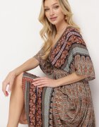 sweet&girl Rochie Maro Boho cu Mâneci Lărgi cu Elastic în Talie și Nod la Spate Piomina