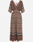 sweet&girl Rochie Maro Boho cu Mâneci Lărgi cu Elastic în Talie și Nod la Spate Piomina