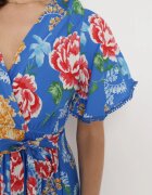 sweet&girl Rochie Maxi Albastră cu elastic în talie cu mâneci largi și imprimeu floral Nodriala