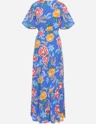 sweet&girl Rochie Maxi Albastră cu elastic în talie cu mâneci largi și imprimeu floral Nodriala