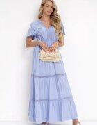 sweet&girl Rochie Maxi Albastru Deschis cu talie elastică și margini din dantelă Kelbie
