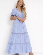 sweet&girl Rochie Maxi Albastru Deschis cu talie elastică și margini din dantelă Kelbie