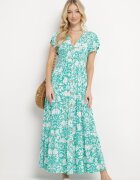 sweet&girl Rochie Mentă Cloș Maxi cu Mânecă Largă cu Imprimeu Floral Oxeria