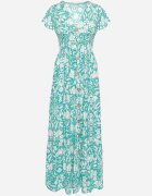 sweet&girl Rochie Mentă Cloș Maxi cu Mânecă Largă cu Imprimeu Floral Oxeria