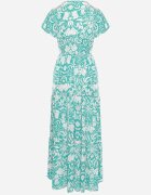sweet&girl Rochie Mentă Cloș Maxi cu Mânecă Largă cu Imprimeu Floral Oxeria
