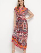 sweet&girl Rochie portocalie Maxi în Stil Boho din Viscoză Elastică Arnevia