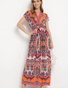 sweet&girl Rochie portocalie Maxi în Stil Boho din Viscoză Elastică Arnevia