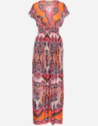 sweet&girl Rochie portocalie Maxi în Stil Boho din Viscoză Elastică Arnevia